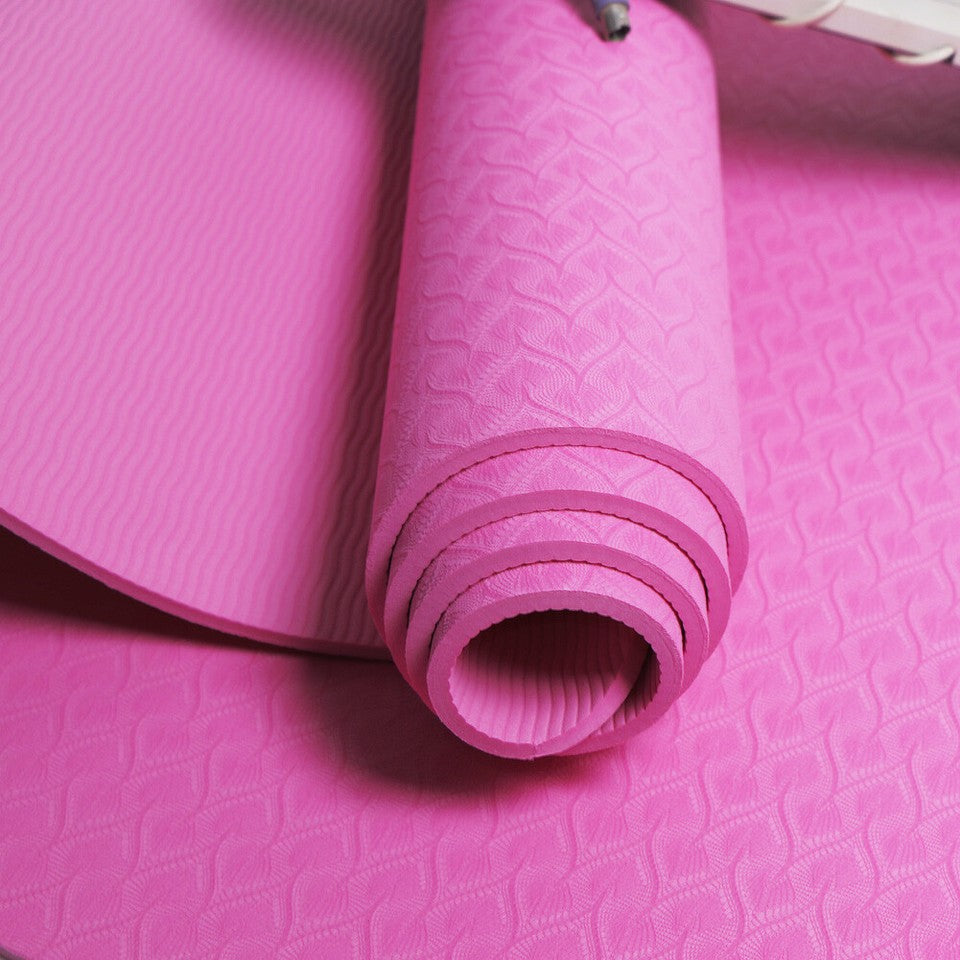 Eco Yoga Mat 72" 6mm thickness with Carrying Strap Pink